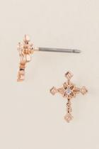 Francesca's Cross Filigree Cubic Zirconia Stud Earring In Rose Gold - Rose/gold