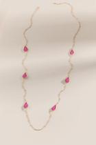 Francesca's Milana Station Teardrop Necklace In Pink - Fuchsia