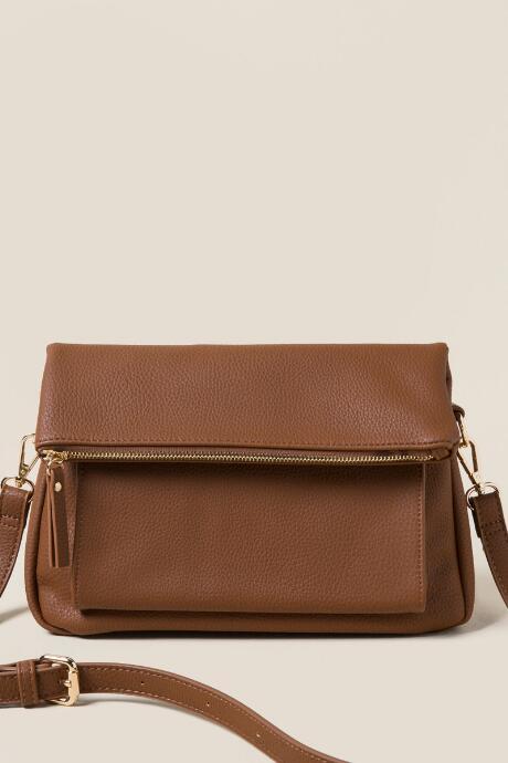 Francescas Georgie Foldover Flap Crossbody - Cognac