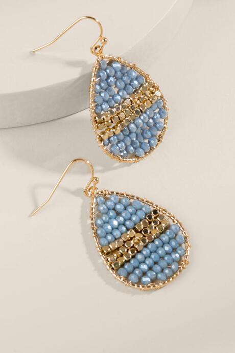 Francesca's Heather Beaded Teardrop Earrings In Blue - Periwinkle