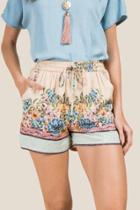 Francesca's Hawkins Border Print Soft Shorts - Mint