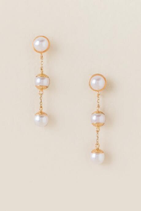 Francesca's Abigail Triple Pearl Drop Earring - Pearl