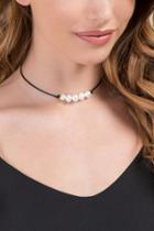 Francesca Inchess Alyssa Pearl Cord Choker - Black