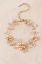 Francesca's Curated Collection Pearl Flower Bracelet - Blush