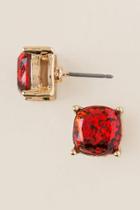 Francesca's Adelina Glitter Square Stud Earring In Red - Red