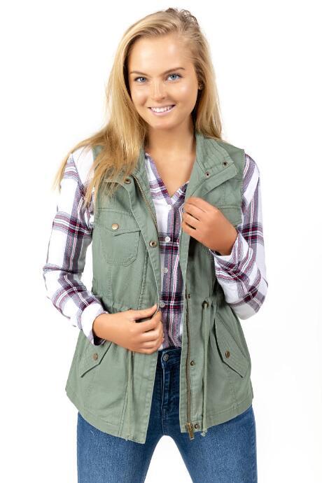 Francesca's Lucinda Utility Vest - Olive