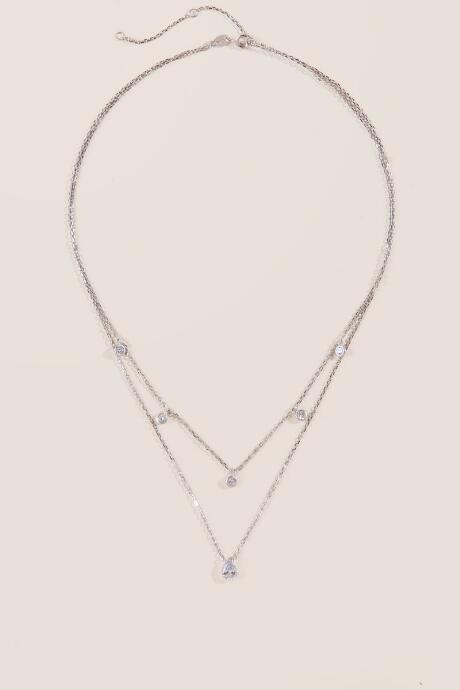 Francesca's Maya Layered Cubic Zirconia Necklace - Silver