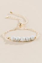 Francesca's Howlite Pull Tie Bracelet - White