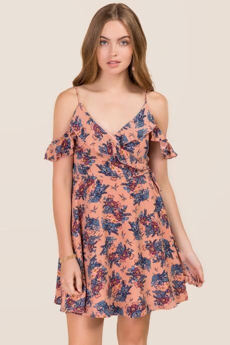 Mi Ami Ryland Cold Shoulder Floral Dress - Rose