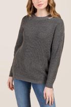 Francesca's Paxton Lattice Back Pullover Sweater - Gray