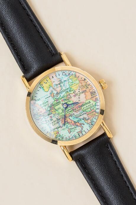 Francesca's Sylvie Map Watch - Black