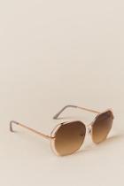 Francesca's Lina Large Metal Frame Sunglasses - Rose/gold