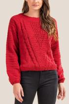 Francesca's Hillary Chenille Cable Knit Sweater - Brick