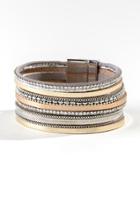 Francesca's Cali Leather Wrap Bracelet - Mixed Plating
