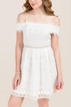 Francesca's Faye Off The Shoulder Lace A-line Dress - White
