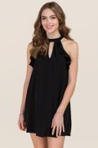 Francesca's Giselle Ruffle Shift Dress - Black