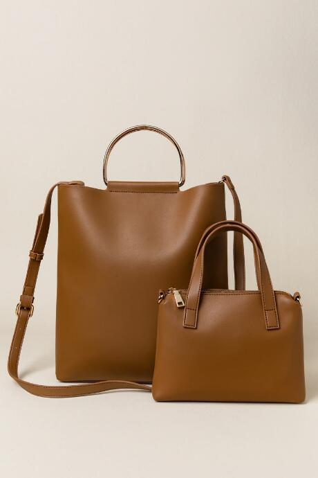 Francescas Coralie Oversized Ring Satchel - Tan