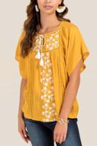 Blue Rain Dallas Dolman Front Floral Top - Marigold