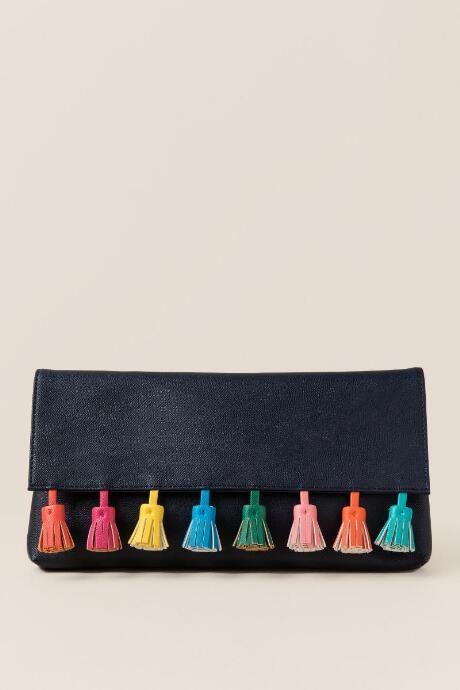 Francesca's Irene Multi-colored Tassel Clutch - Navy