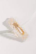 Francesca's Nina Rectangle Pearl Barrette - Gold
