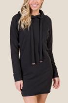 Francesca's Sophia Hooded Sweatshirt Dress - Black