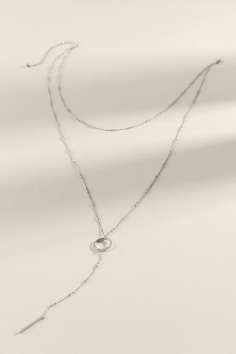 Francesca's Kaelyn Layered Y-neck - Silver