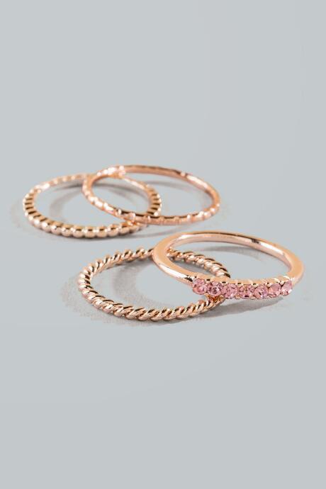 Francesca's Sharon Ring Stack - Rose/gold