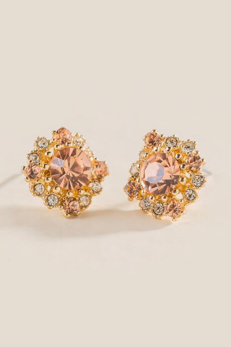 Francesca's Zenya Champagne Stud Earrings - Crisp Champagne