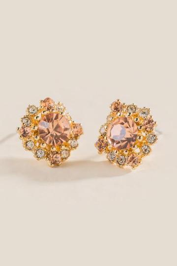 Francesca's Zenya Champagne Stud Earrings - Crisp Champagne