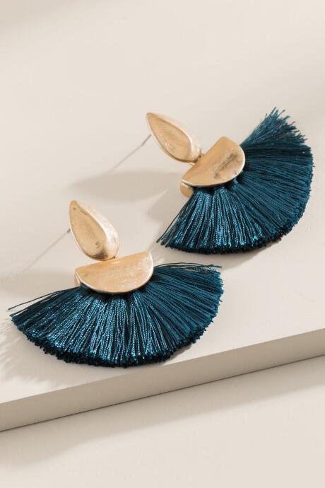 Francesca's Lidia Fanned Tassel Earrings - Pine
