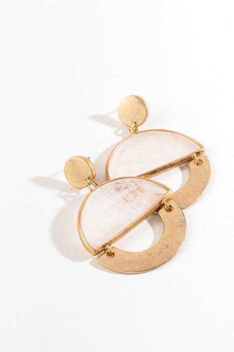 Francesca's Nadia Worn Metal Drop Earrings - Ivory