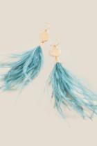 Francesca's Bijoux Feather Drop Earrings - Teal