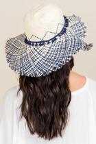 Francesca's Paola Navy Mixed Weave Sun Hat - Natural