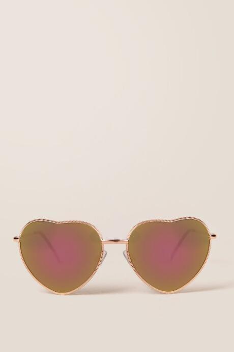 Francesca's Sandy Heart Sunglasses - Gold