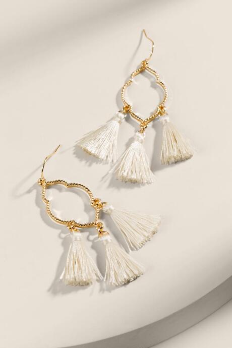 Francesca's Pamela Moroccan Tassel Earrings - Ivory