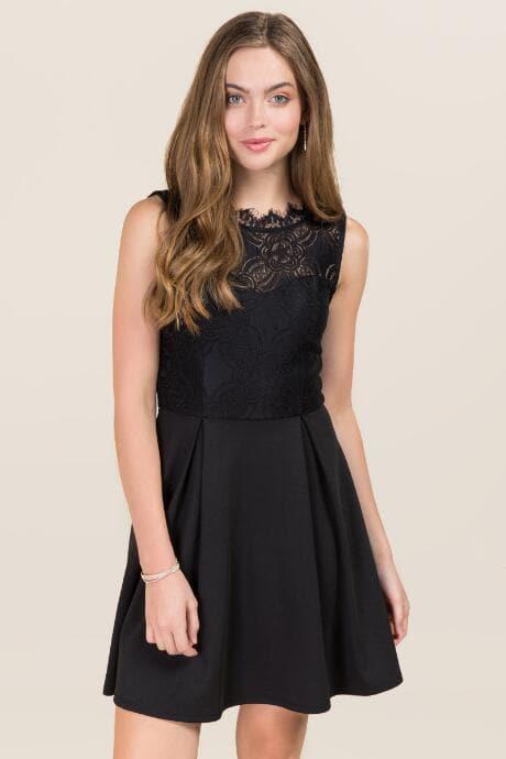 Francesca's Faelyn Lace A-line Dress - Black