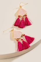 Francesca's Catalina Rose Quartz Tassel Earrings - Fuchsia