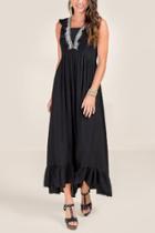 Francesca's Shandy Embroidered Maxi Dress - Black