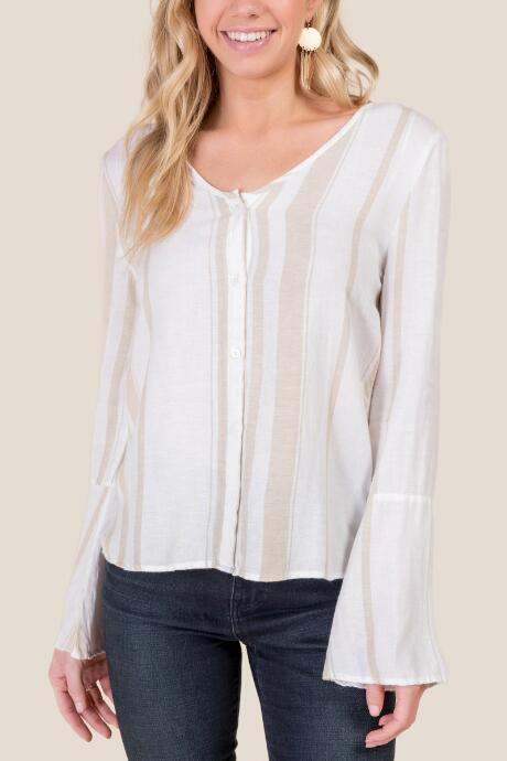 Francesca's Dulce Button Down Top - Ivory