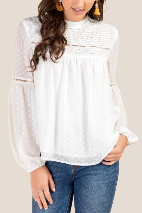 Francesca Inchess Ella Dot Smocked Top - White