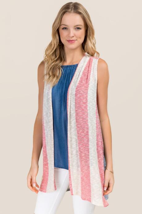 Francesca's Americana Star Back Vest - Red