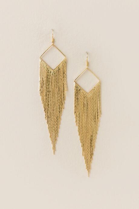 Francesca's Lucia Liquid Metal Strand Earring - Gold