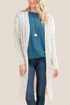 Francesca's Christen Cable Knit Duster Cardigan - Ivory