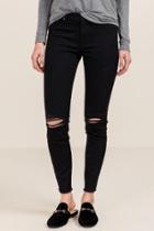 Sneak Peak Emma Mid Rise Double Knee Slit Jeans - Black