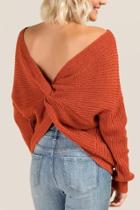 Francesca's Karly Open Back Sweater - Cinnamon