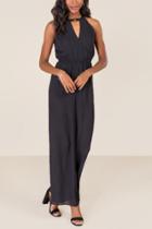 Francesca's Celeste Gigi Surplice Jumpsuit - Black