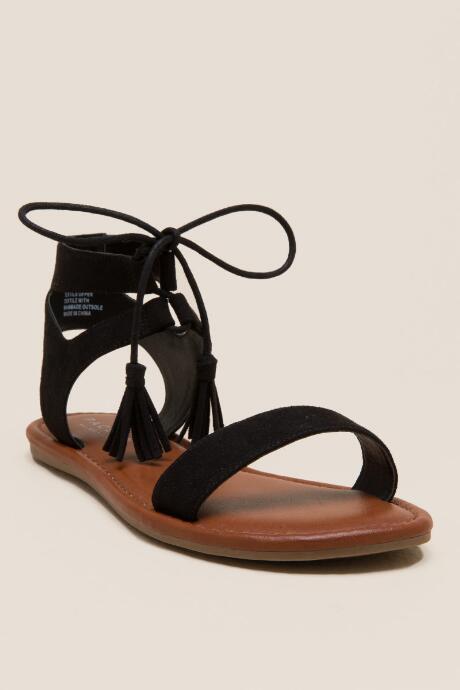 Mia Tyanna Tassel Tie Sandal - Black