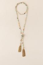 Francesca's Valarie Semi-precious Tassel Necklace - Mint