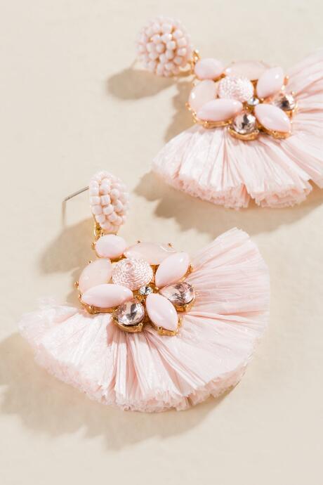 Francesca's Dia Beaded Drop Earrings - Blush