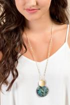 Francesca's Lou Abalone Circle Necklace - Teal